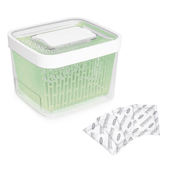 GreenSaver Produce Keeper (4.3 Qt) & GreenSaver Carbon Filter Refills - 4 Pack Bundle U5