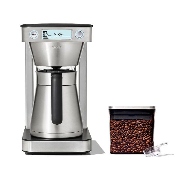 12-Cup Coffee Maker with Podless Single-Serve Function & Steel Coffee POP Container (1.7 Qt) with Scoop Bundle M4