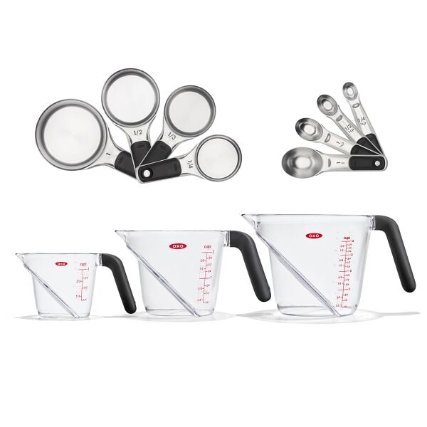 3 Piece Angled Measuring Cup Set & Stainless Steel Measuring Cups and Spoons Set Bundle T4