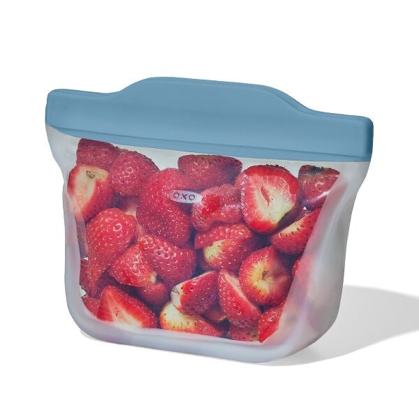 Silicone Reusable Bag Stand-Up Snack (12 oz) - Ocean Blue B4