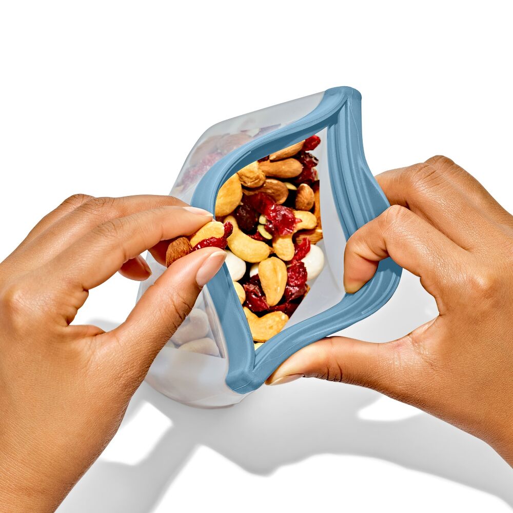 Silicone Reusable Bag Stand-Up Snack (12 oz) - Ocean Blue B4
