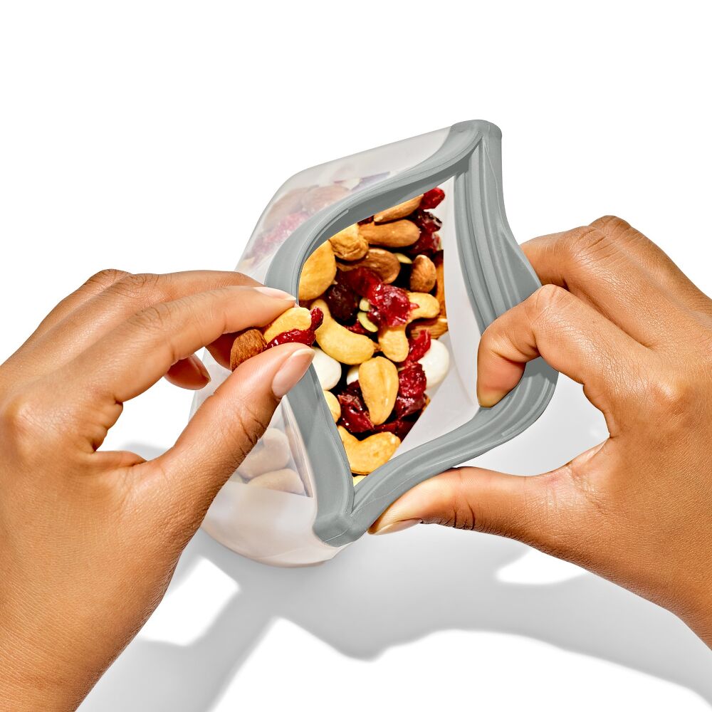 Silicone Reusable Bag Stand-Up Snack (12 oz) - Fog F7