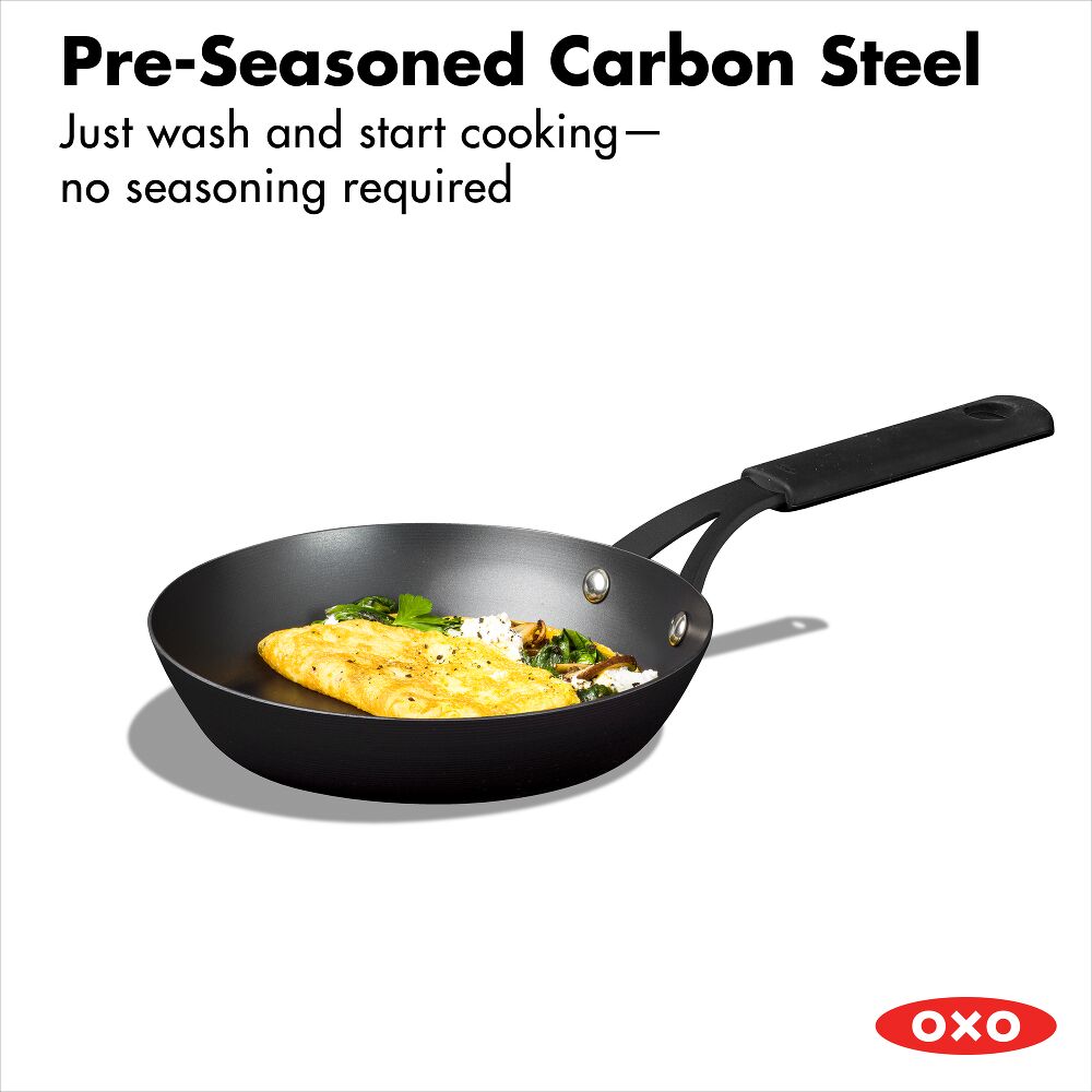 Carbon Steel Obsidian Series 8-Inch Frypan with Silicone Sleeve I8