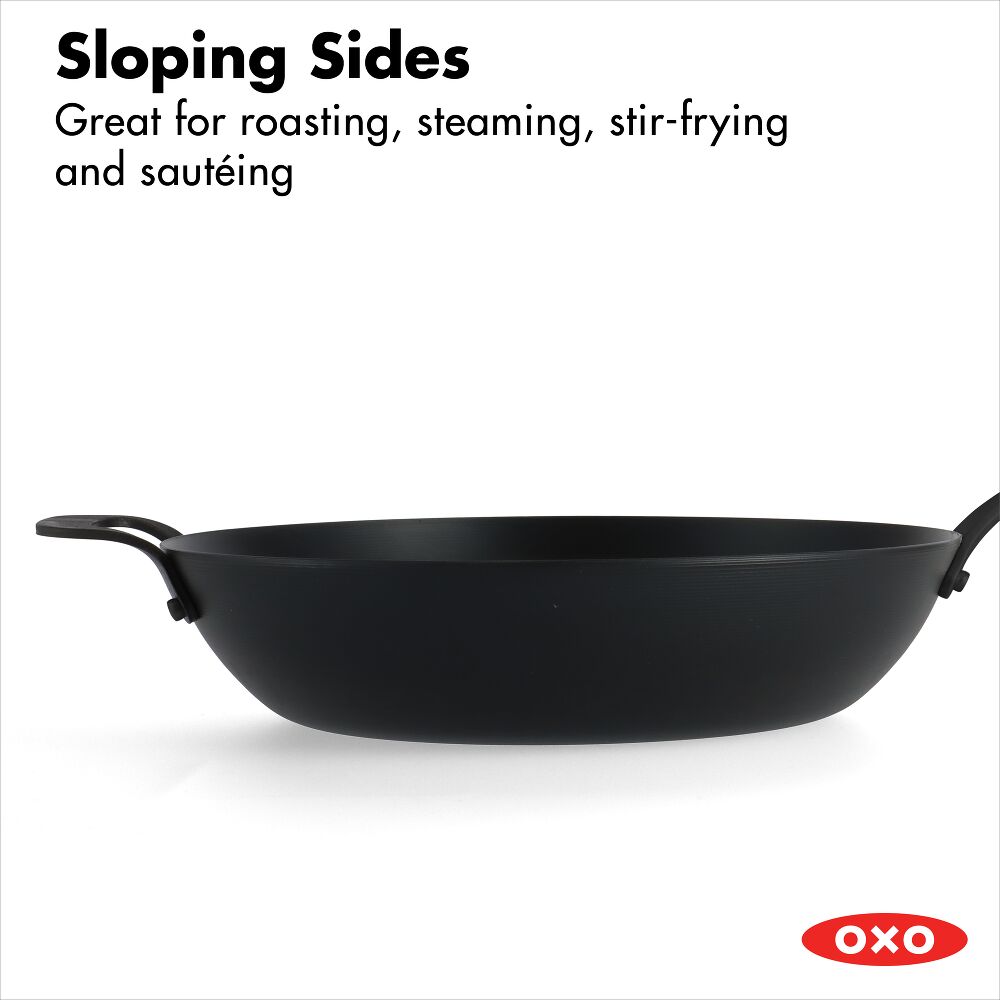 Carbon Steel Obsidian Series 12-Inch Wok with Silicone Sleeve G3