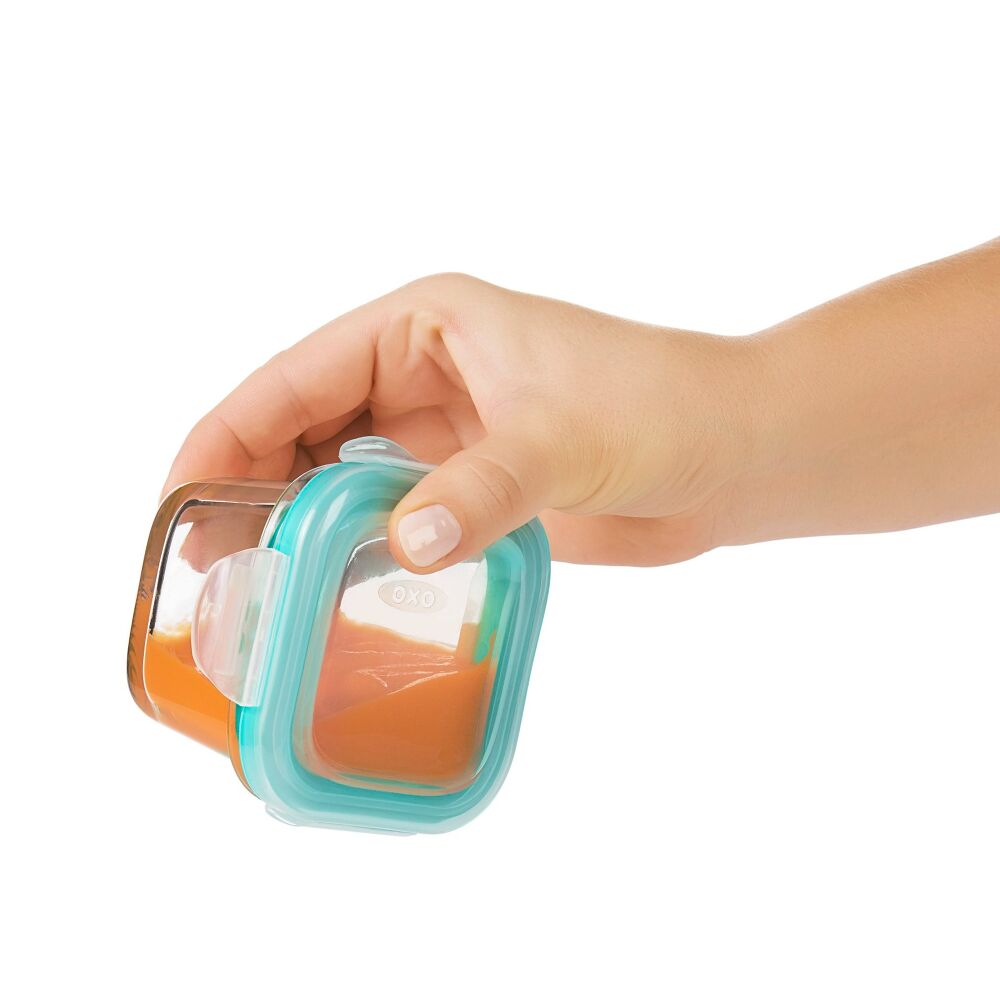 Baby Blocks Glass Food Storage Containers 4 Oz - Tot Teal H6