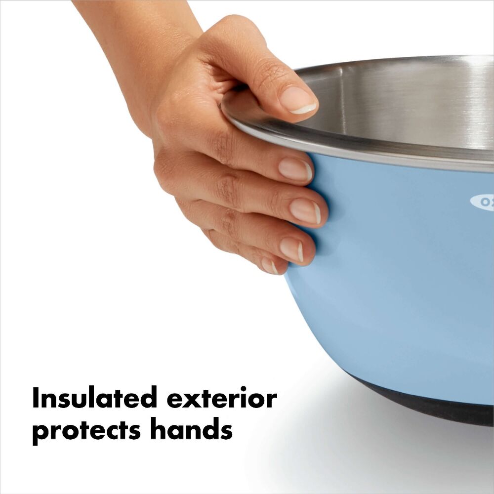 3-Piece Stainless Steel Mixing Bowl Set - Blue/Gray U8