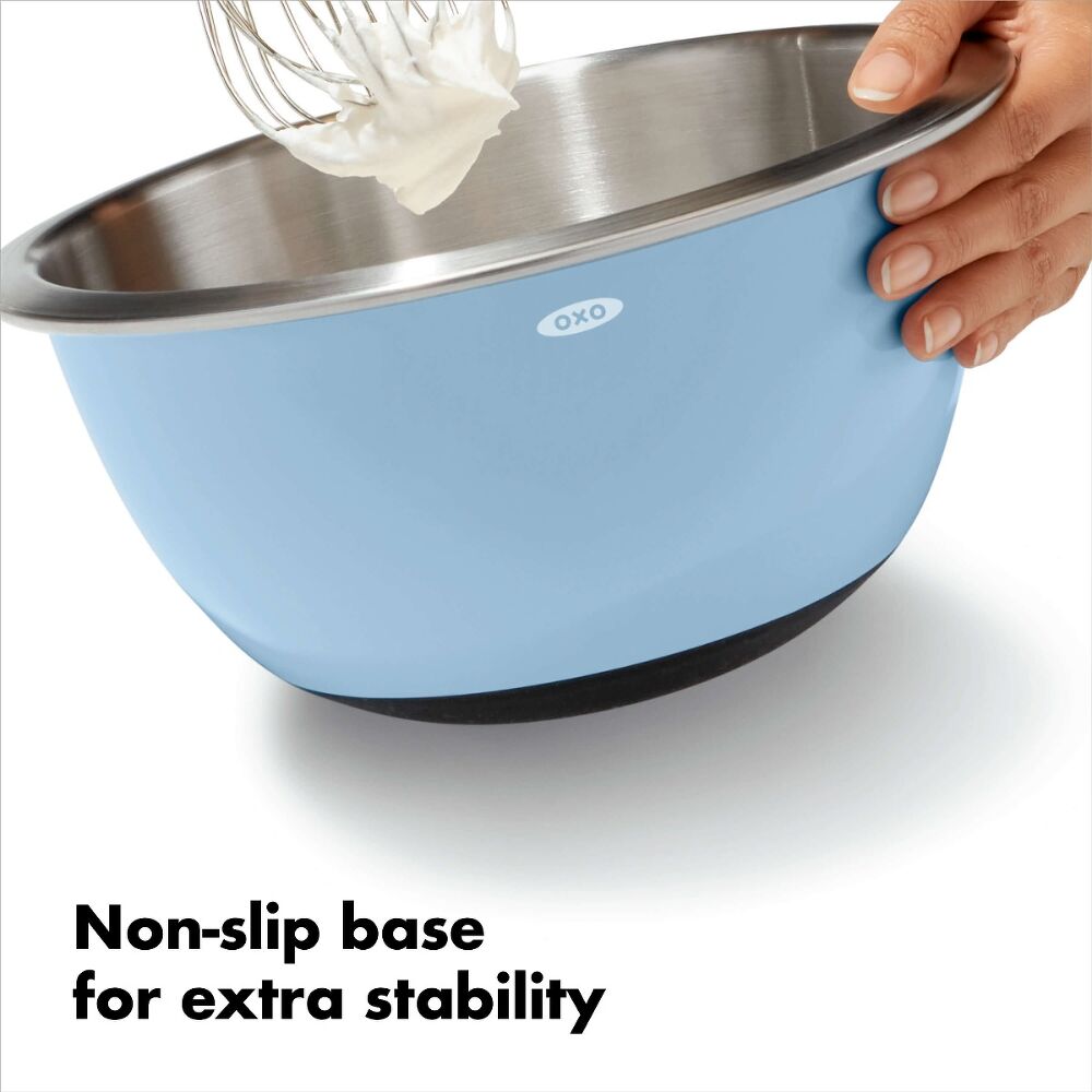 3-Piece Stainless Steel Mixing Bowl Set - Blue/Gray U8
