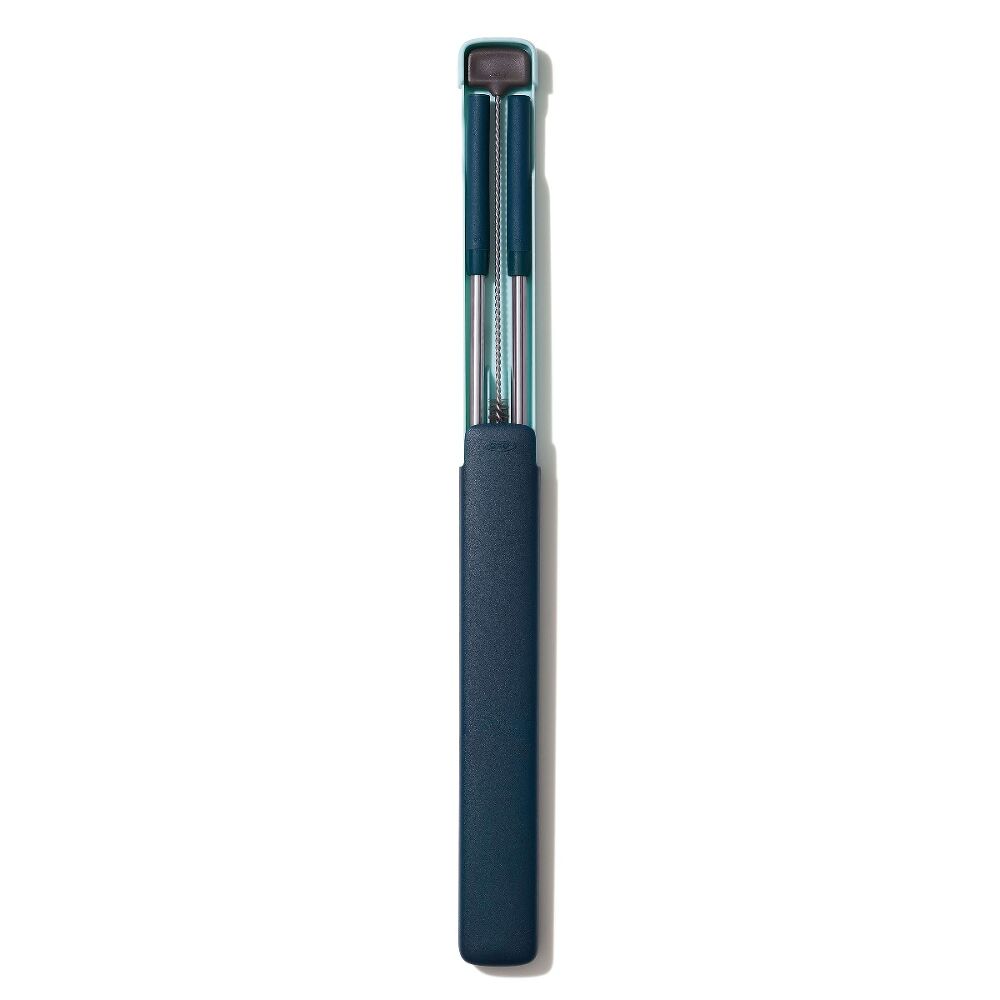 4-Piece Reusable Straw and Brush Set with Case Q6
