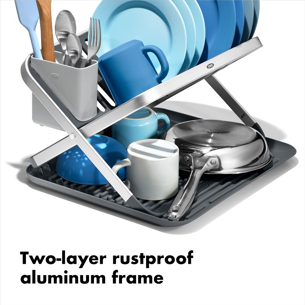 OXO Good Grips Aluminum Fold Flat Dish Rack T7