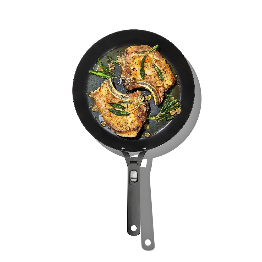 Outdoor 12-inch Carbon Steel Pan with Removable Handle J1