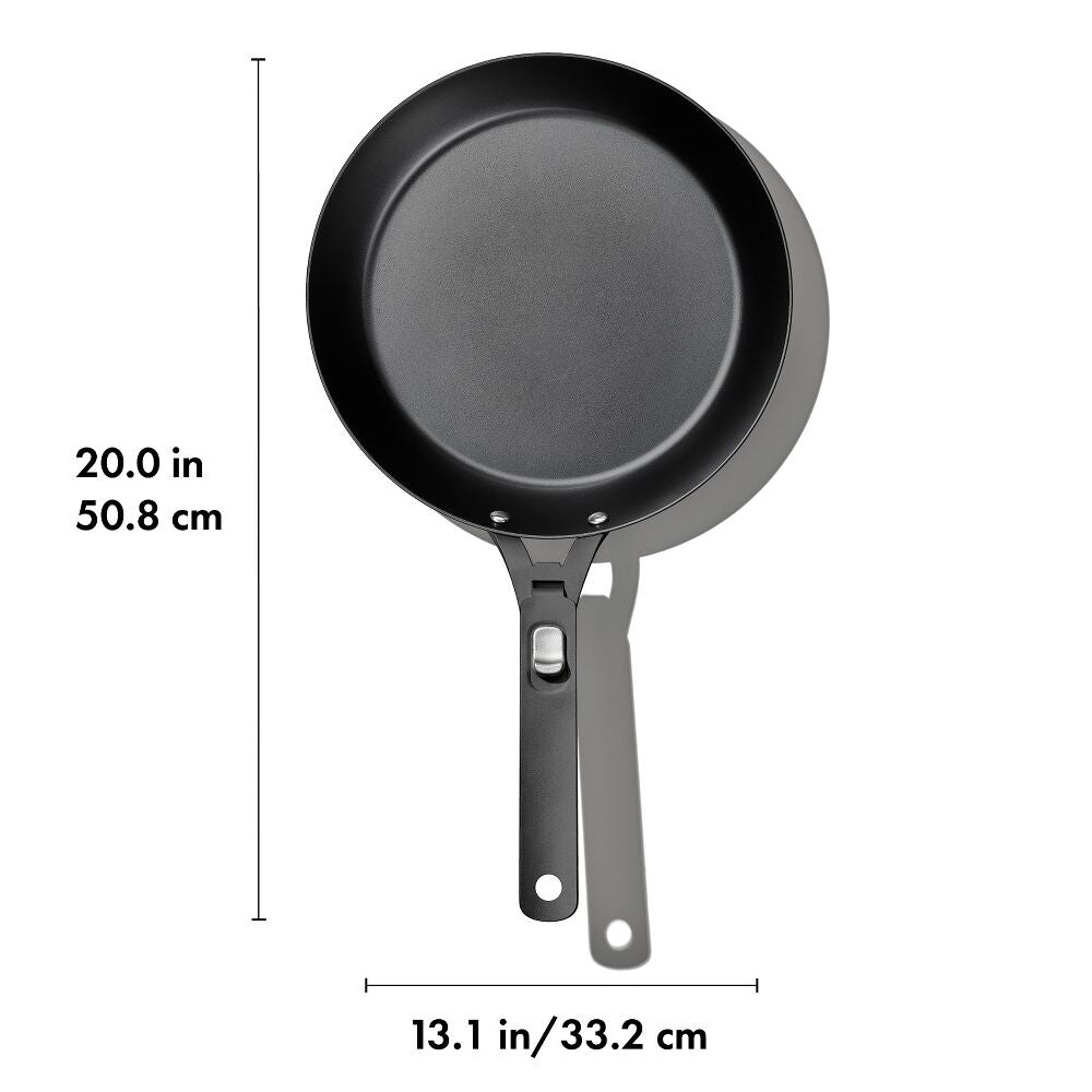 Outdoor 12-inch Carbon Steel Pan with Removable Handle J1