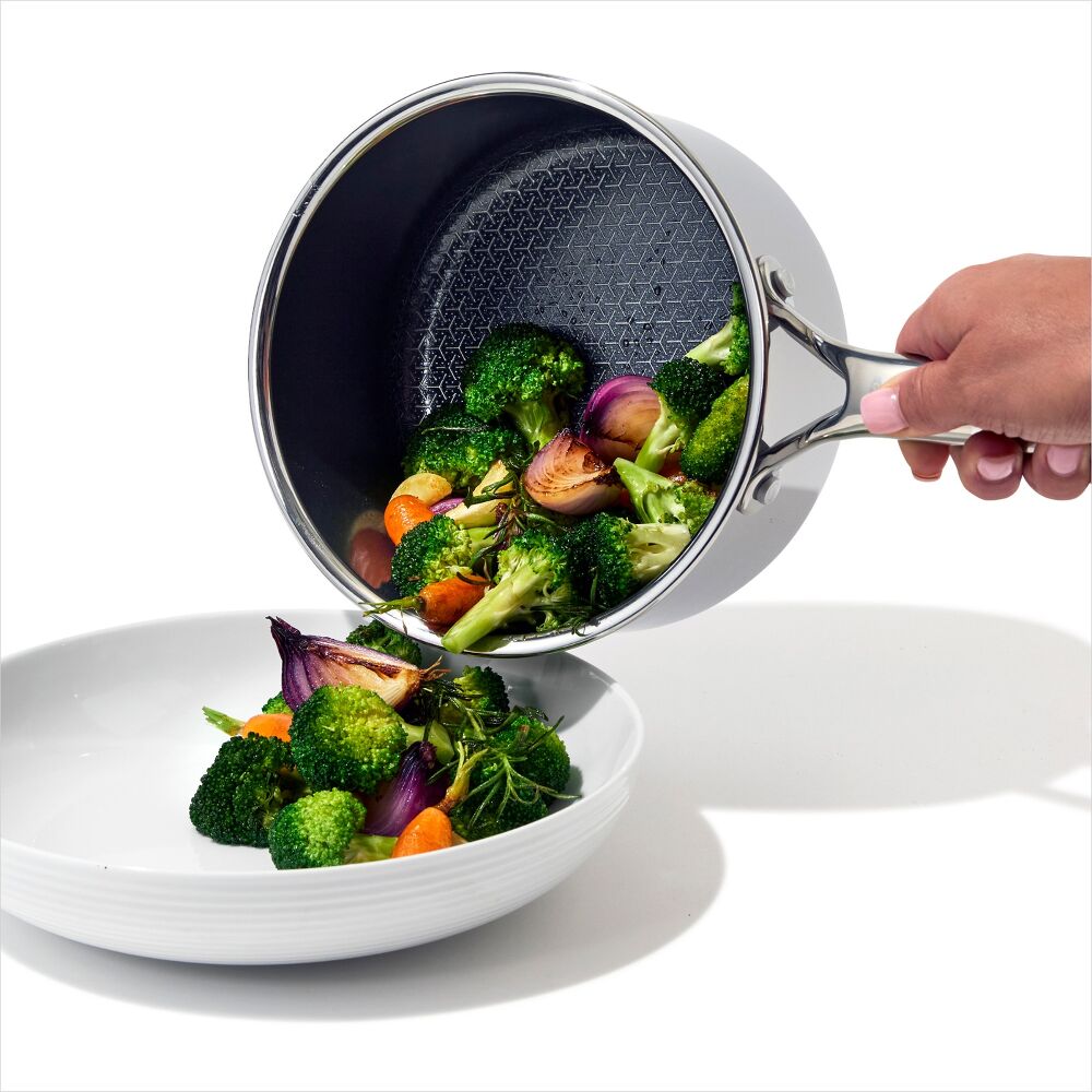 Trident Hybrid Non-Stick Stainless Steel 2.5 Qt Saucepan with Lid W6