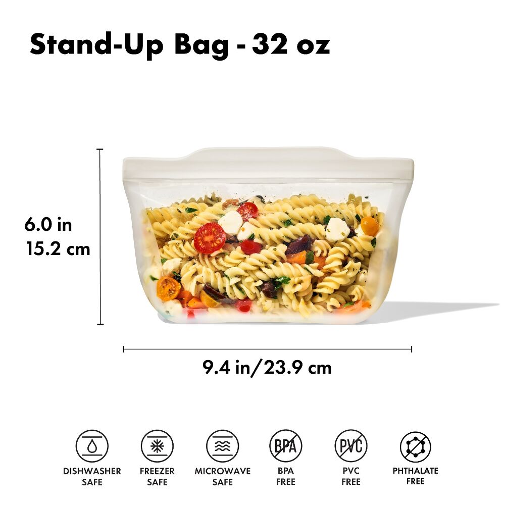 Silicone Reusable Bag - Stand-Up Quart (32 oz) - Oat C6