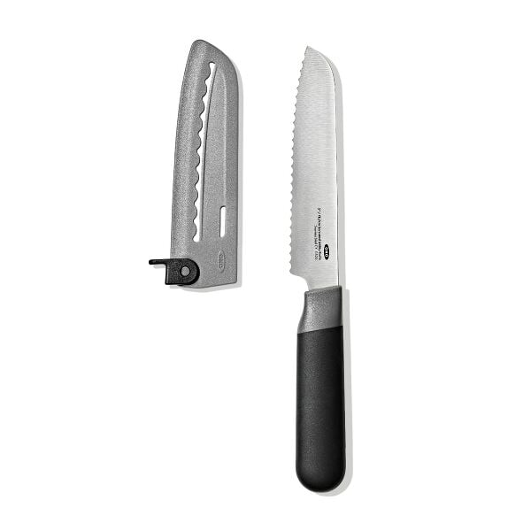 5 in Serrated Utility Knife with Locking Sheath B4