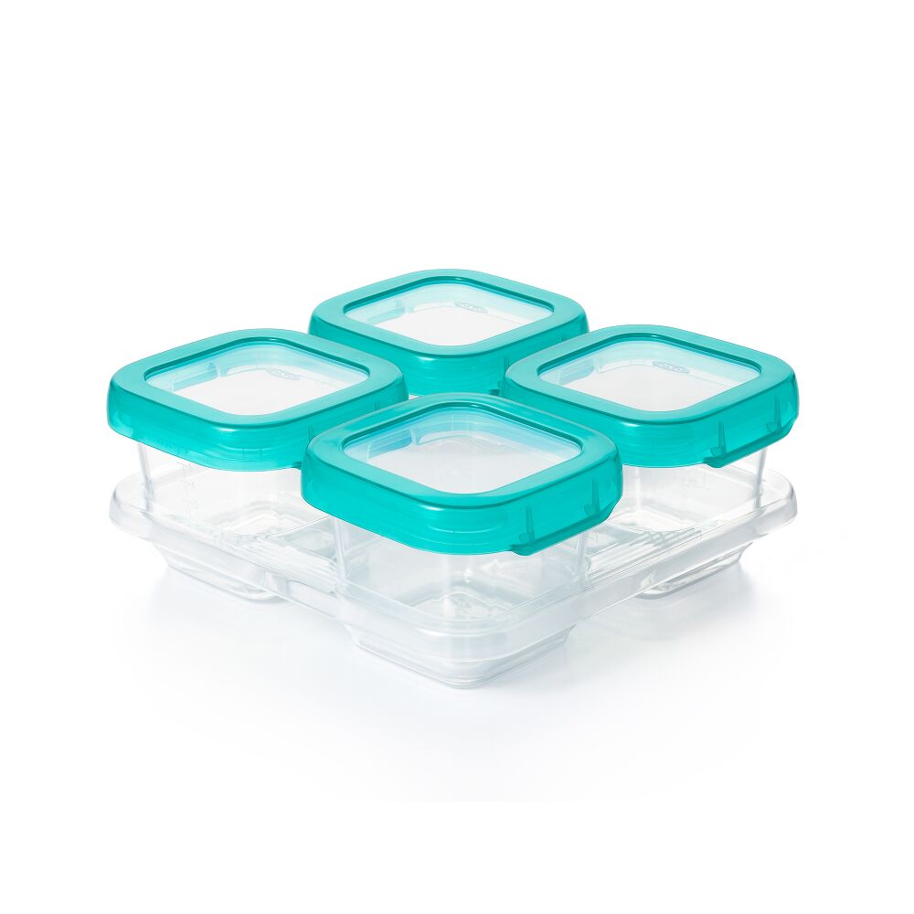 6 oz Baby Blocks™ Plastic Freezer Storage Containers - Tot Teal N2