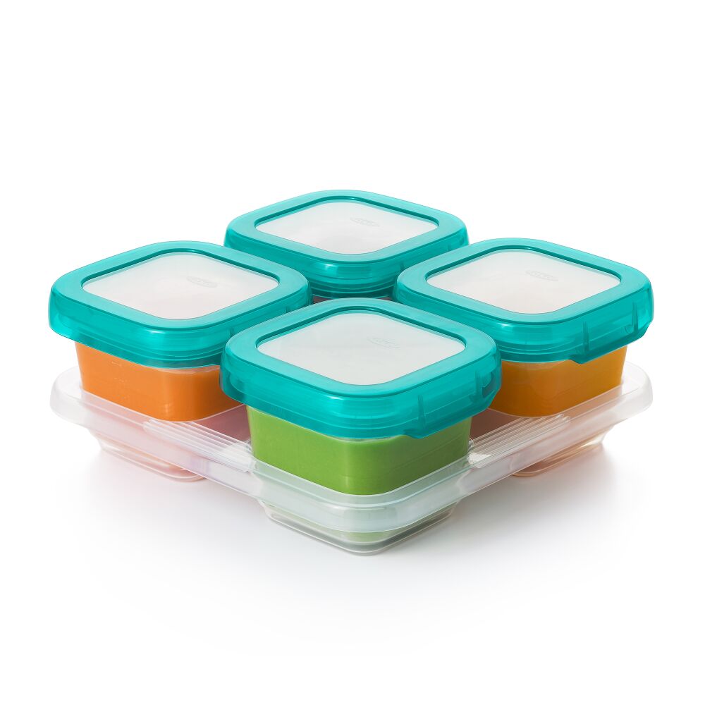 6 oz Baby Blocks™ Plastic Freezer Storage Containers - Tot Teal N2