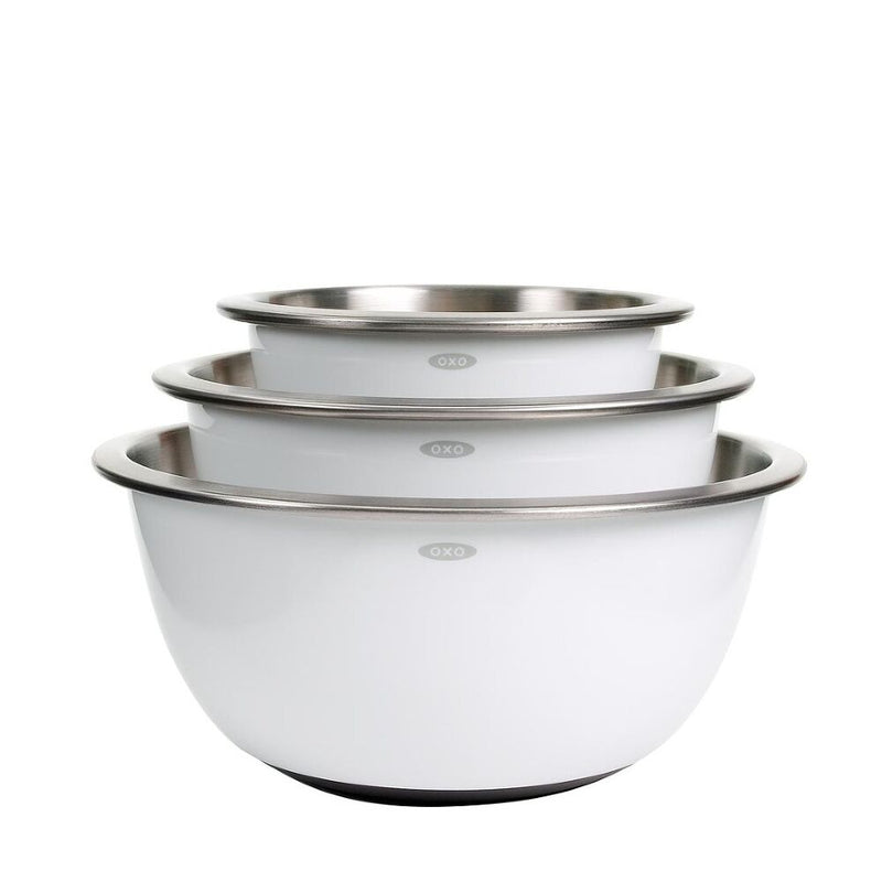 3-Piece Stainless Steel Mixing Bowl Set - White Z2