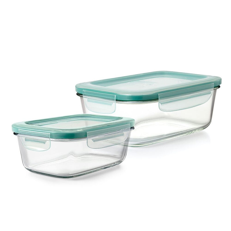 8 Cup Smart Seal Glass Rectangle Container & 3.5 Cup Smart Seal Glass Rectangle Container Bundle Z6