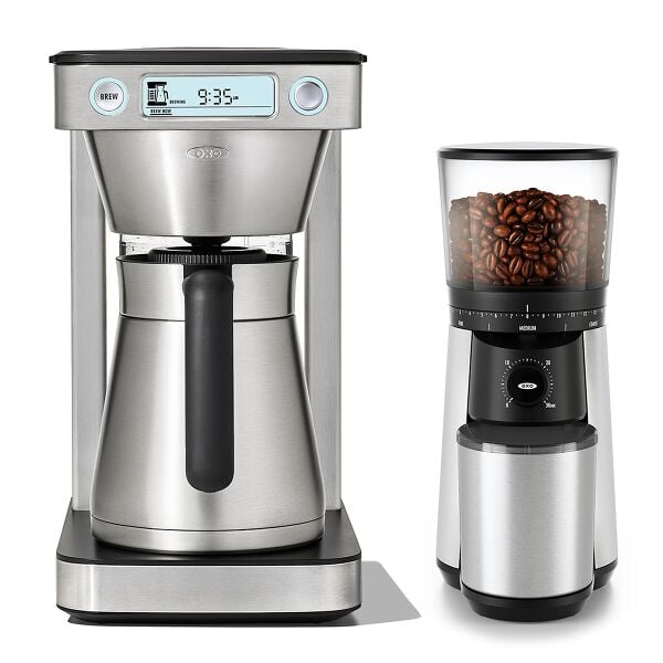 12-Cup Coffee Maker with Podless Single-Serve Function & Conical Burr Coffee Grinder Bundle R8