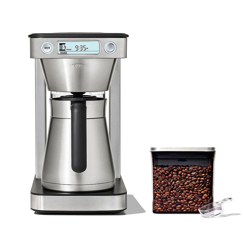 12-Cup Coffee Maker with Podless Single-Serve Function & Steel Coffee POP Container (1.7 Qt) with Scoop Bundle M4