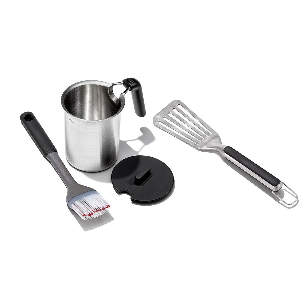 Grilling Basting Pot and Brush Set & Grilling Precision Turner Bundle R4