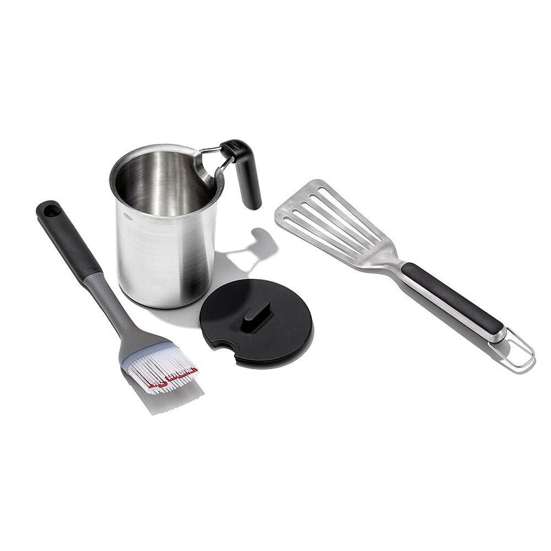 Grilling Basting Pot and Brush Set & Grilling Precision Turner Bundle R4
