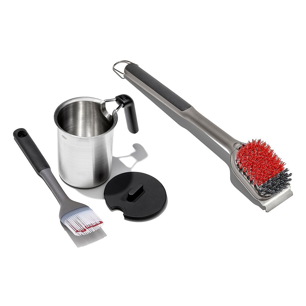 Grilling Basting Pot and Brush Set & Nylon Grill Brush for Cold Cleaning Bundle V2