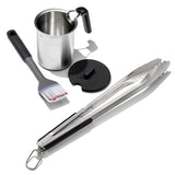 Grilling Basting Pot and Brush Set & Grilling Tongs with Built-In Bottle Opener Bundle M2