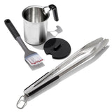 Grilling Basting Pot and Brush Set & Grilling Tongs with Built-In Bottle Opener Bundle M2