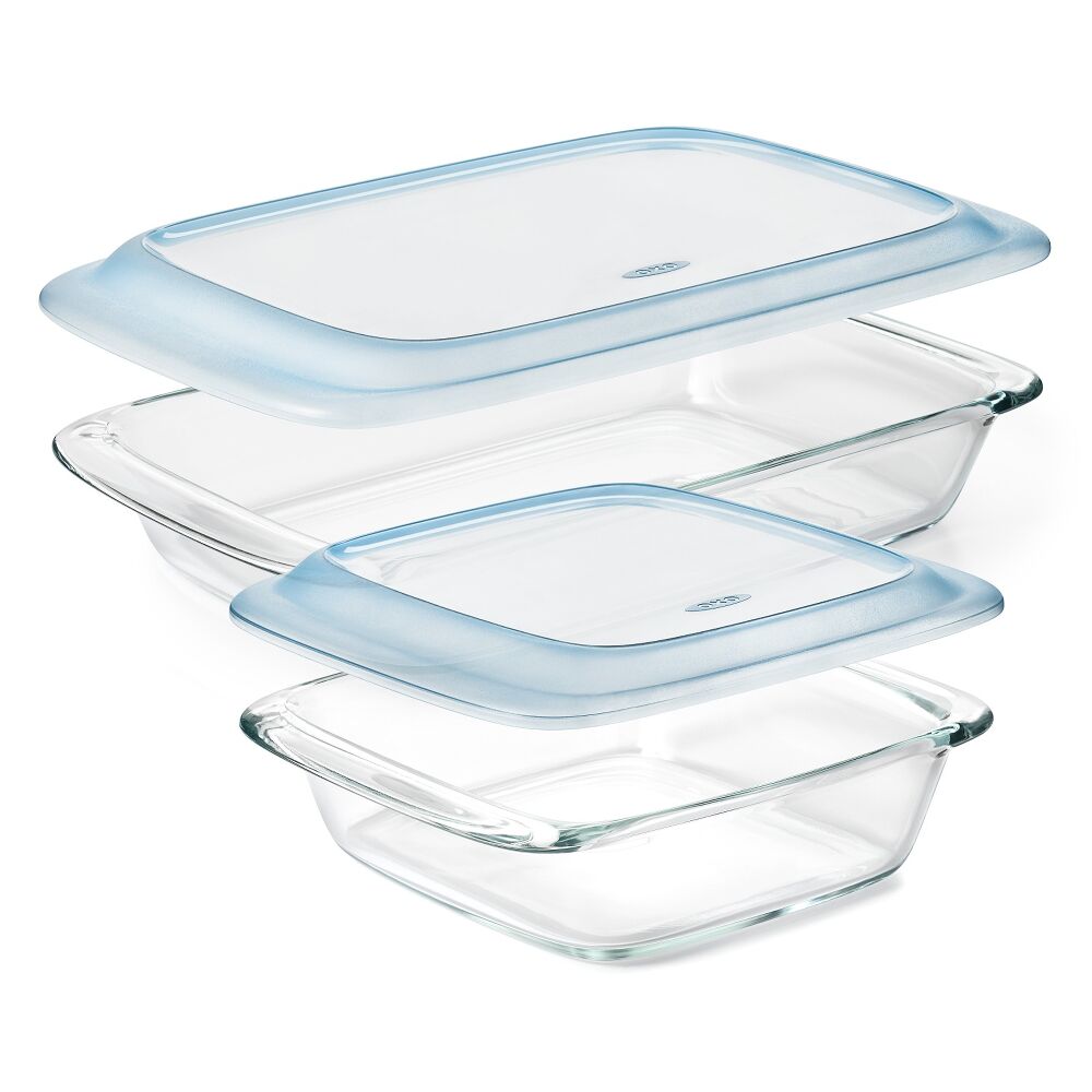 Glass Baking Dish with Lid (2.0 Qt) & Glass Baking Dish with Lid (3.0 Qt) Bundle X2