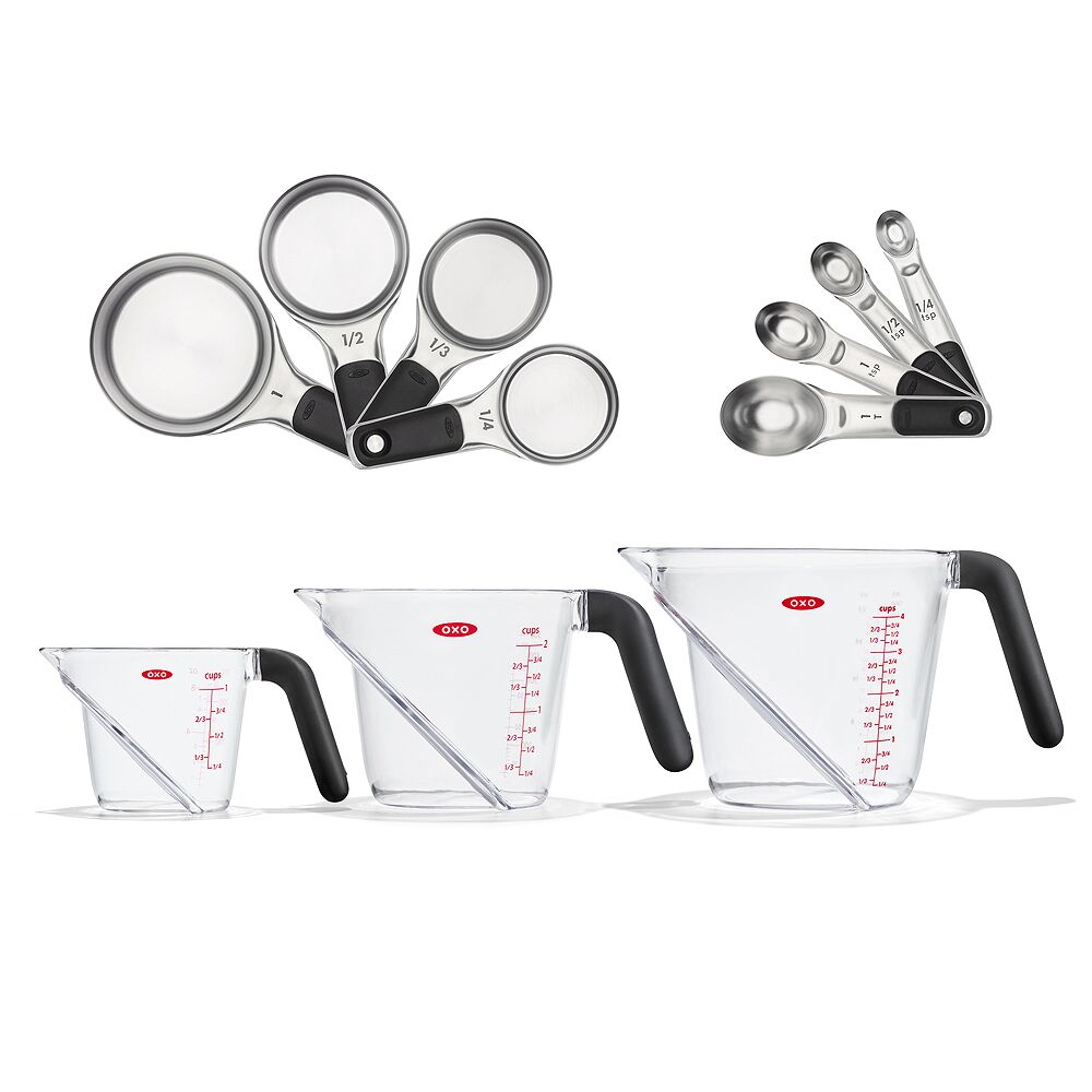 3 Piece Angled Measuring Cup Set & Stainless Steel Measuring Cups and Spoons Set Bundle T4