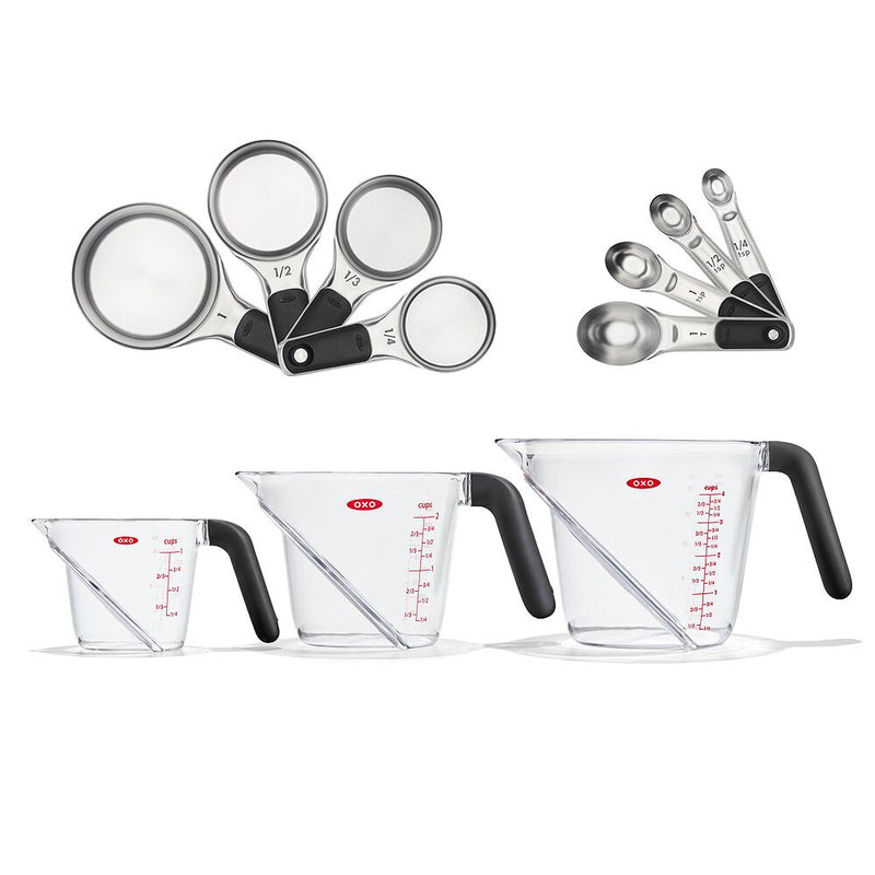 3 Piece Angled Measuring Cup Set & Stainless Steel Measuring Cups and Spoons Set Bundle T4