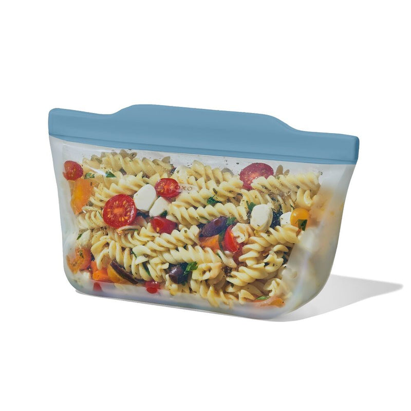 Silicone Reusable Bag  Stand-Up Quart (32 oz) - Ocean Blue B7