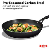 OXO Carbon Steel Obsidian Series 12-Inch Frypan with Silicone Sleeve V2