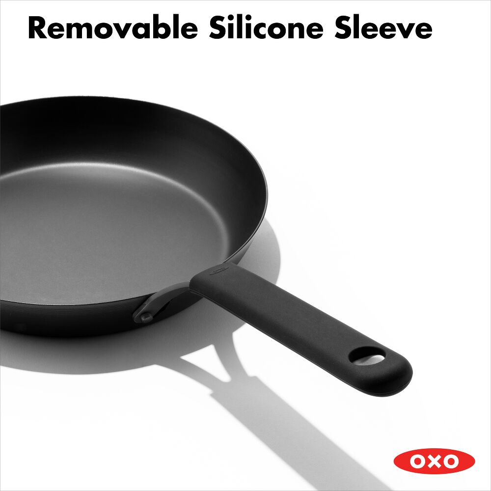 OXO Carbon Steel Obsidian Series 12-Inch Frypan with Silicone Sleeve V2