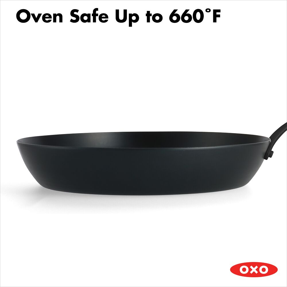 OXO Carbon Steel Obsidian Series 12-Inch Frypan with Silicone Sleeve V2