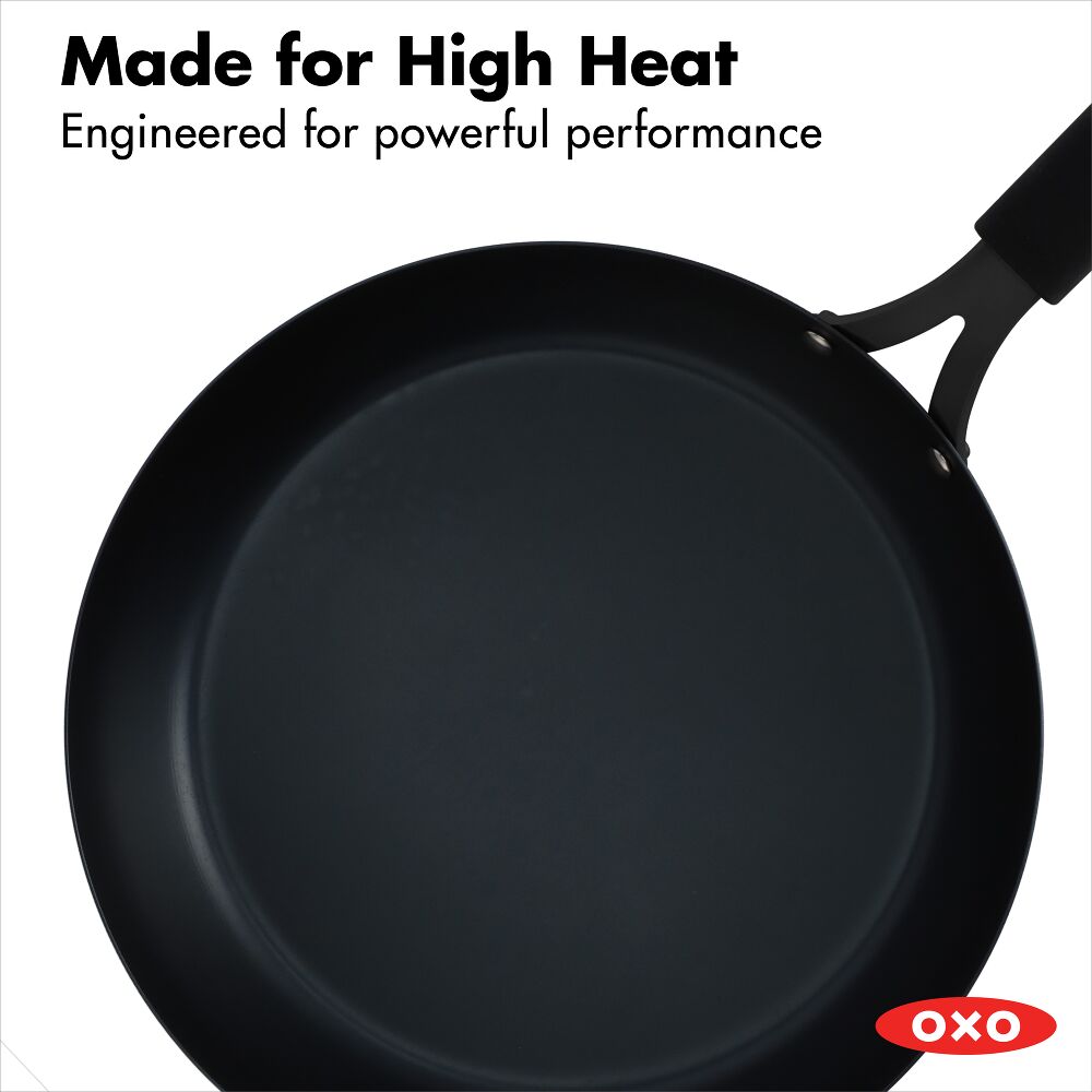 OXO Carbon Steel Obsidian Series 12-Inch Frypan with Silicone Sleeve V2
