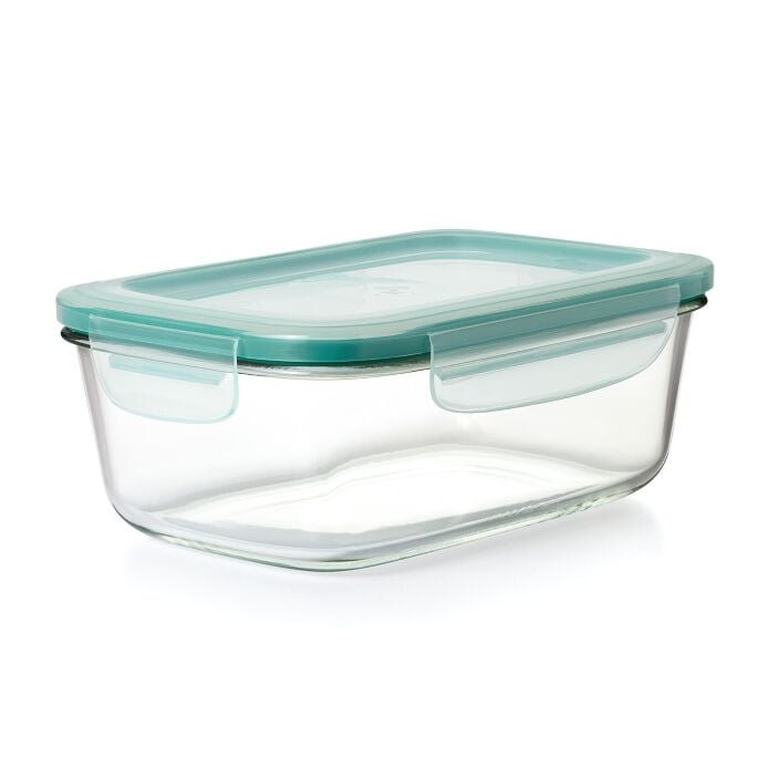 Smart Seal 8 Cup Glass Rectangle Container - Teal V6