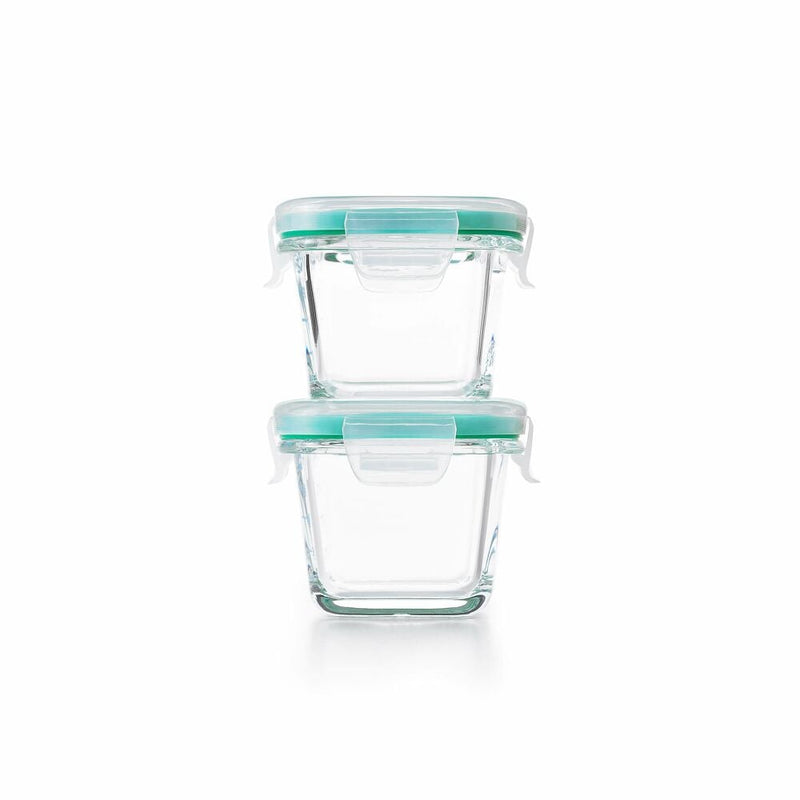 4 Piece Smart Seal Glass Mini Square Container Set F4