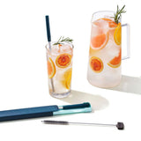 4-Piece Reusable Straw and Brush Set with Case Q6