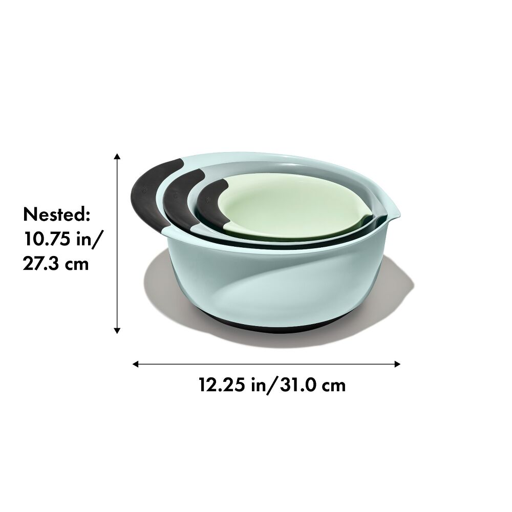 3 Piece Mixing Bowl Set - Cadet Blue, Tower Grey, Jade X7