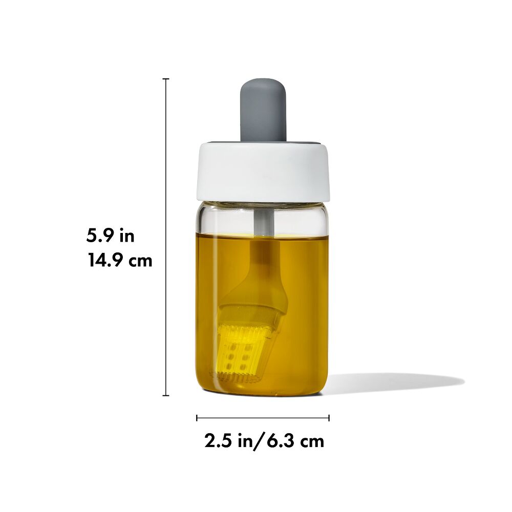 Glass Oil Bottle and Silicone Brush Set Q9