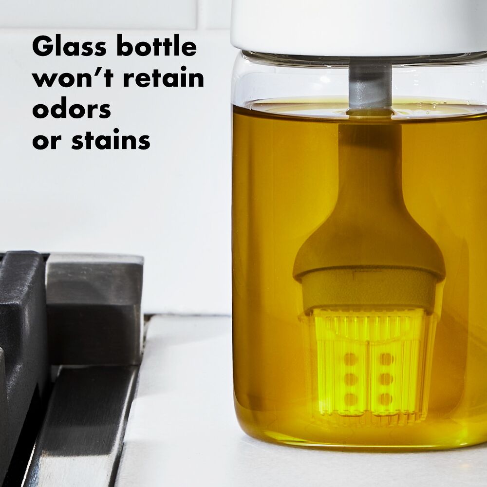 Glass Oil Bottle and Silicone Brush Set Q9