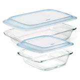 Glass Baking Dish with Lid (2.0 Qt) and Glass Baking Dish with Lid (3.0 Qt) Bundle J7