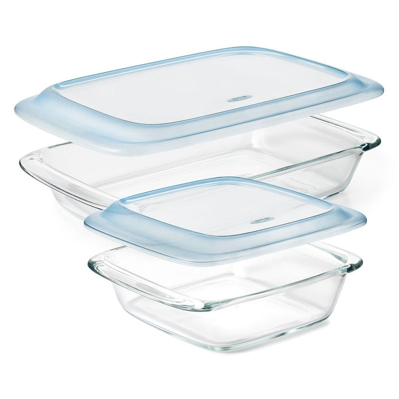 Glass Baking Dish with Lid (2.0 Qt) and Glass Baking Dish with Lid (3.0 Qt) Bundle J7