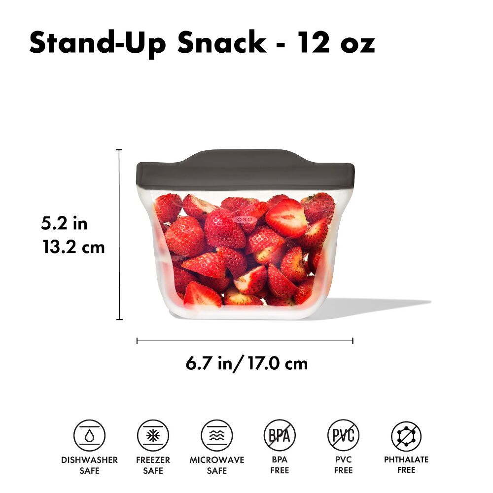 Outdoor Silicone Reusable Stand Up Snack Bag (12 oz) B9