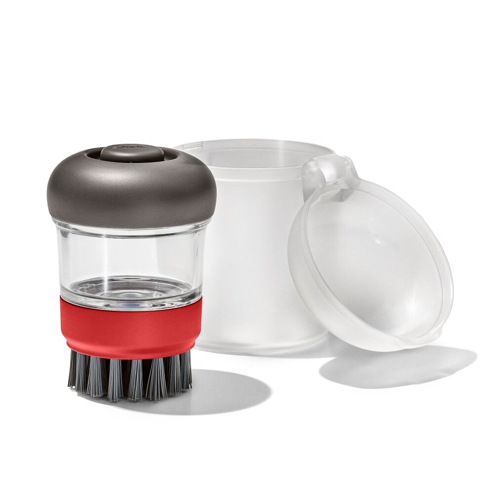 Outdoor Soap Dispensing Dish Brush with Storage Case I7