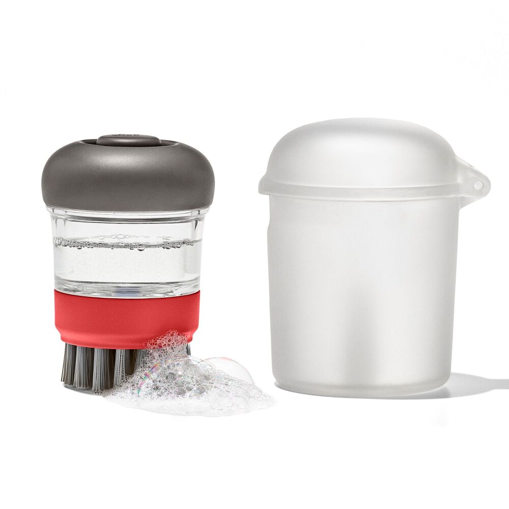 Outdoor Soap Dispensing Dish Brush with Storage Case I7