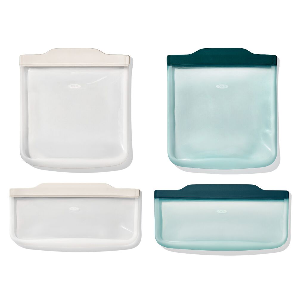 Silicone Reusable Bag -  4 Piece Lunch Set - Oat/Lagoon D5
