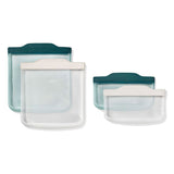 Silicone Reusable Bag -  4 Piece Lunch Set - Oat/Lagoon D5